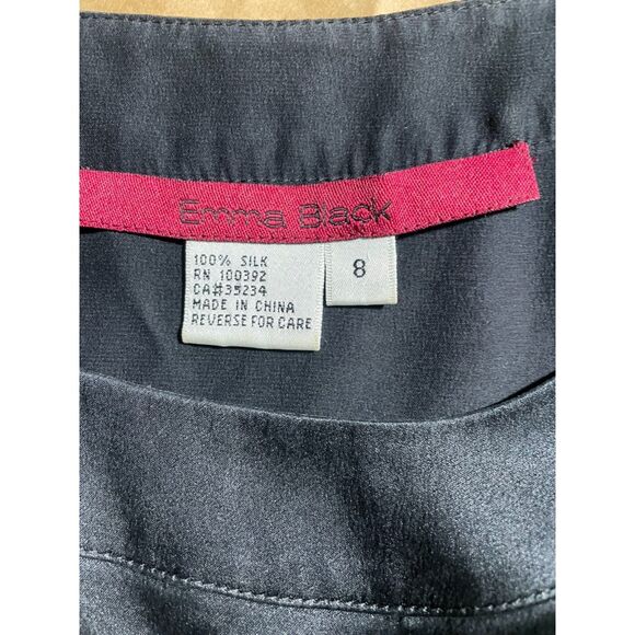 Emma Black Fab SILK blouse with tab tie  size 8 - Picture 6 of 6